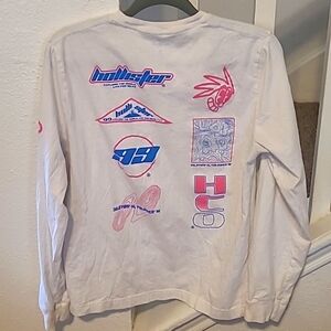 S Hollister white long sleeve tee